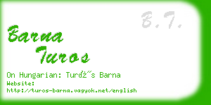 barna turos business card